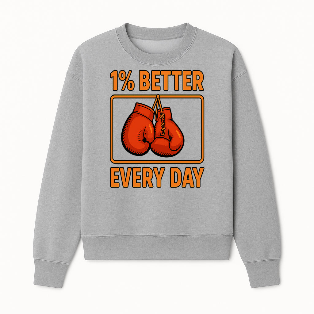 Boxing Gloves Inspirational Wall Art - 1% Better Every Day Motivational Print for Fitness and Personal Growth - Sweatshirt 1758686615702.jpg