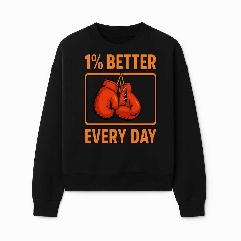 Boxing Gloves Inspirational Wall Art - 1% Better Every Day Motivational Print for Fitness and Personal Growth - Sweatshirt 1758686615880.jpg