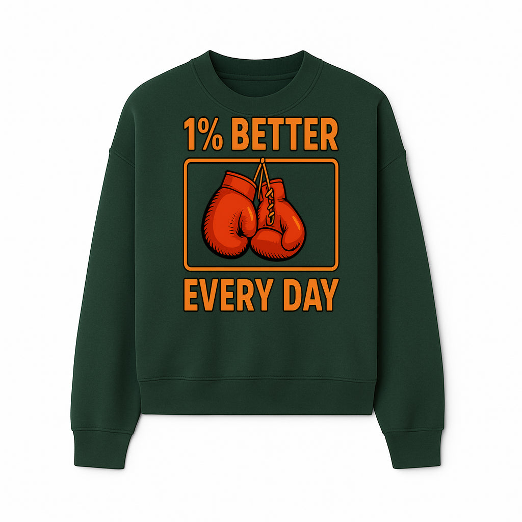 Boxing Gloves Inspirational Wall Art - 1% Better Every Day Motivational Print for Fitness and Personal Growth - Sweatshirt 1758686616162.jpg