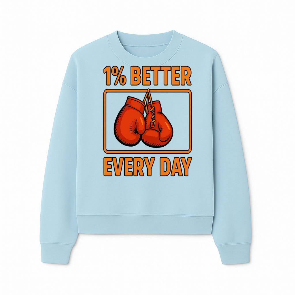 Boxing Gloves Inspirational Wall Art - 1% Better Every Day Motivational Print for Fitness and Personal Growth - Sweatshirt 1758686616423.jpg
