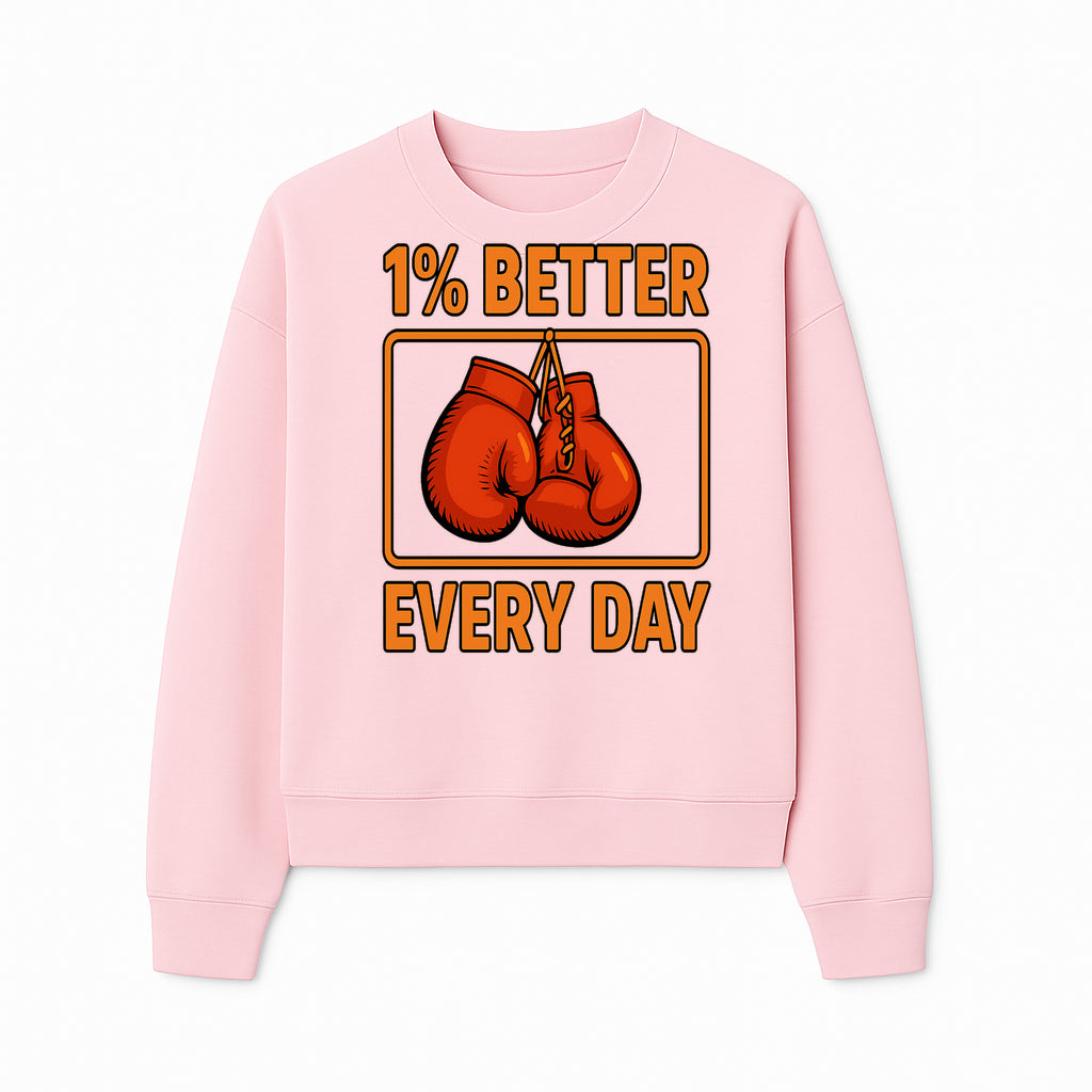 Boxing Gloves Inspirational Wall Art - 1% Better Every Day Motivational Print for Fitness and Personal Growth - Sweatshirt 1758686616552.jpg