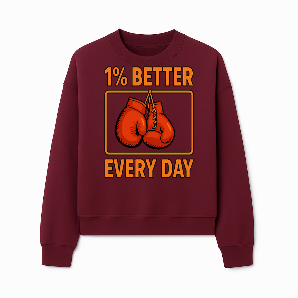Boxing Gloves Inspirational Wall Art - 1% Better Every Day Motivational Print for Fitness and Personal Growth - Sweatshirt 1758686616707.jpg