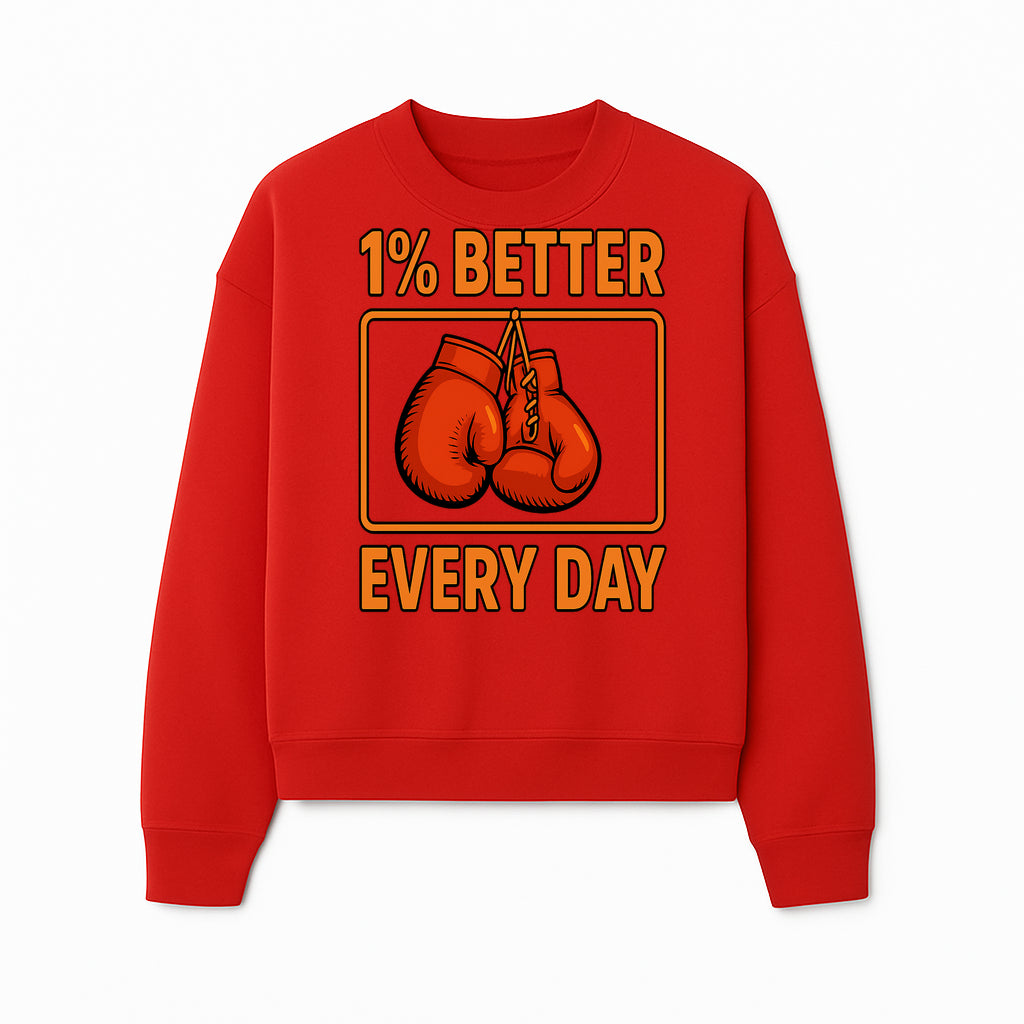 Boxing Gloves Inspirational Wall Art - 1% Better Every Day Motivational Print for Fitness and Personal Growth - Sweatshirt 1758686617005.jpg