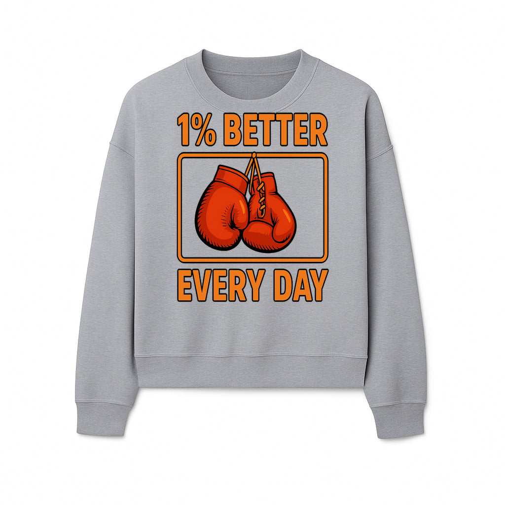 Boxing Gloves Inspirational Wall Art - 1% Better Every Day Motivational Print for Fitness and Personal Growth - Sweatshirt 1758686617151.jpg