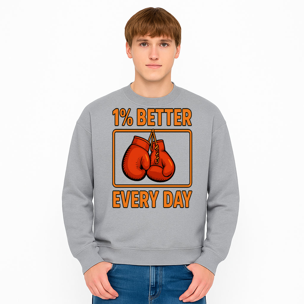 Boxing Gloves Inspirational Wall Art - 1% Better Every Day Motivational Print for Fitness and Personal Growth - Sweatshirt 1758686618437.jpg