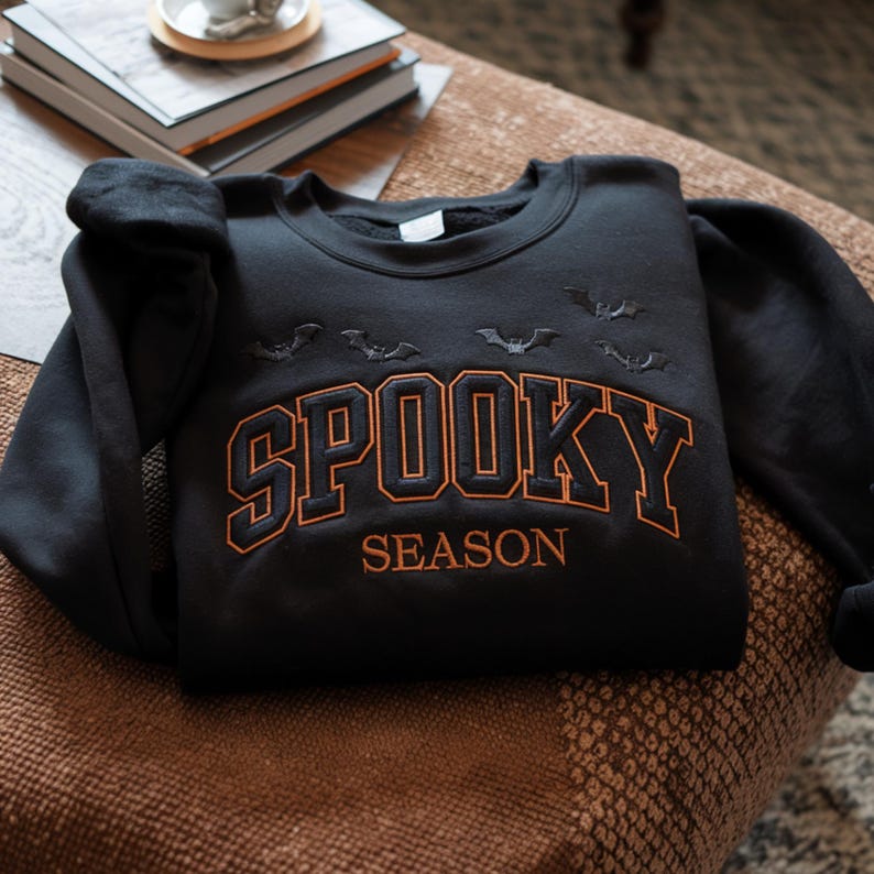Embroidered Spooky Season Sweatshirt Embroidered Sweatshirt Halloween Sweatshirt Spooky Season Crewneck Halloween Crewneck Halloween Sweater 1758700194494.jpg