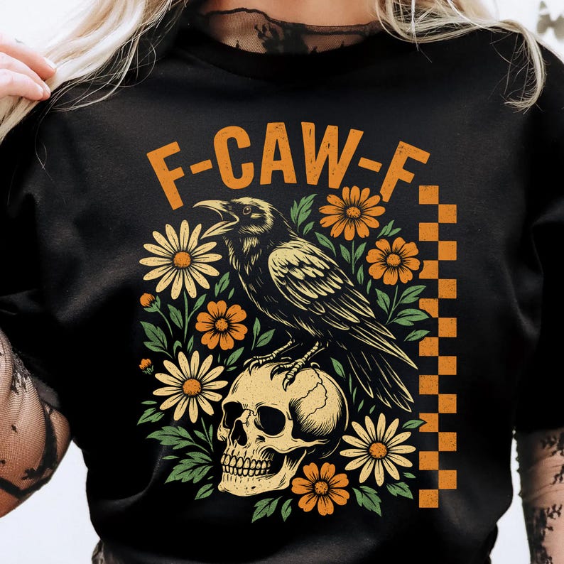 Crow Raven F Caw F Funny Halloween Gothic Floral Checkered Dark Bird Sublimation Crow Bird Humor 1758860366918.jpg
