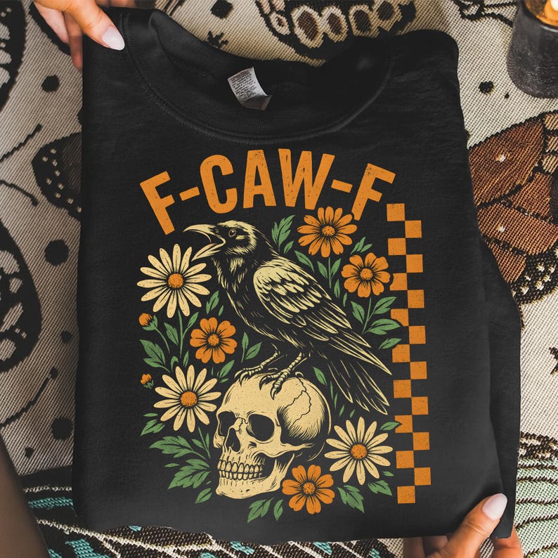 Crow Raven F Caw F Funny Halloween Gothic Floral Checkered Dark Bird Sublimation Crow Bird Humor 1758860366921.jpg