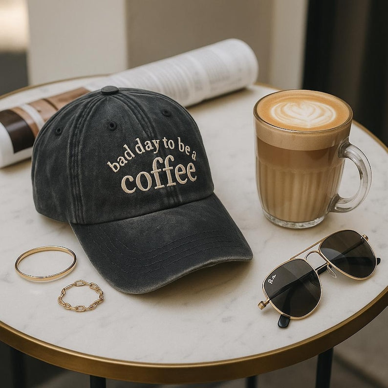 Bad Day To Be A Coffee Hat Embroidered Coffee Hat Vintage Washed Baseball Cap Funny Coffee Lover Hat Aesthetic Dad Hat Gift For Barista 1758939142973.jpg