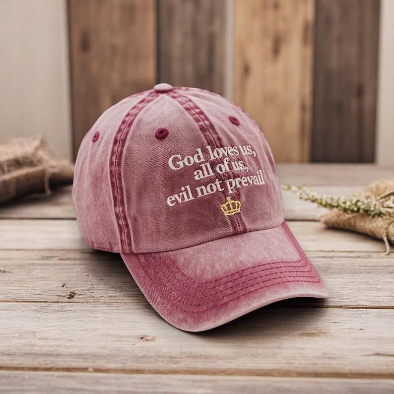 Embroidered God Loves Us Washed Hat Pope Leo Xiv Washed Hat Vatican Catholic Cap Christian Quote The Peoples Pope Hat Vatican Catholic 1758947321094.jpg