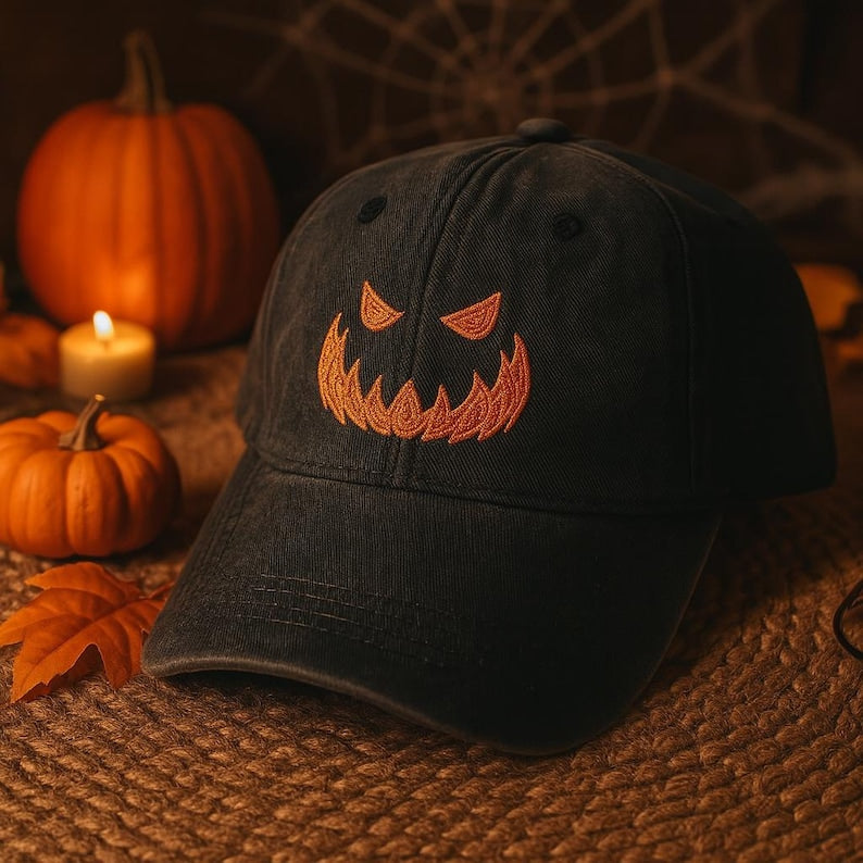 Jack O  Lantern Pumpkin Embroidered Hat Halloween Baseball Cap Spooky Season Dad Hat Vintage Washed Embroidered Cap Fall Gift For Her 1759113117719.jpg