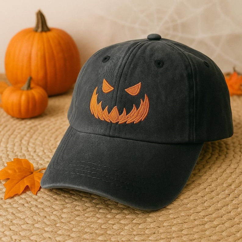 Jack O  Lantern Pumpkin Embroidered Hat Halloween Baseball Cap Spooky Season Dad Hat Vintage Washed Embroidered Cap Fall Gift For Her 1759113118310.jpg