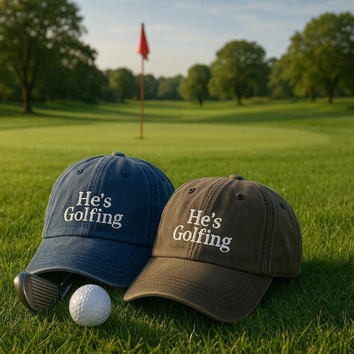 Embroidered Hes Golfing Cap Golf Wife Baseball Cap Golfer Girlfriend Hat Classic Dad Cap Trendy Simple Humor Hat Funny Gift For Wife 1759116840314.jpg