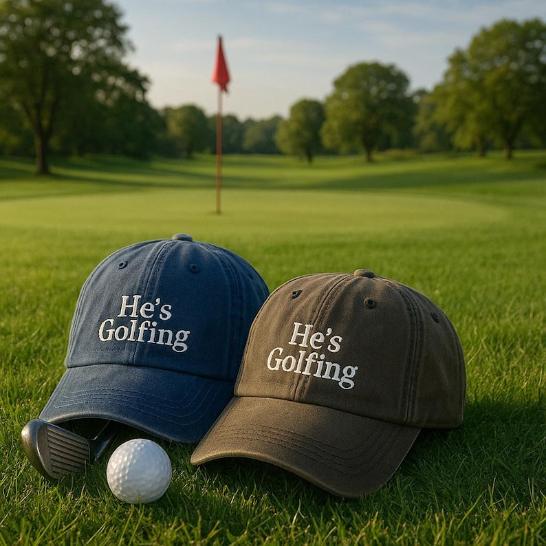 Embroidered Hes Golfing Cap Golf Wife Baseball Cap Golfer Girlfriend Hat Classic Dad Cap Trendy Simple Humor Hat Funny Gift For Wife 1759116840314.jpg