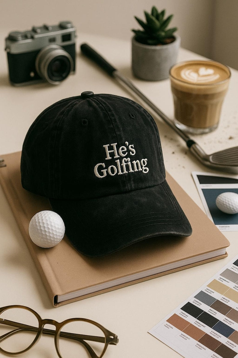 Embroidered Hes Golfing Cap Golf Wife Baseball Cap Golfer Girlfriend Hat Classic Dad Cap Trendy Simple Humor Hat Funny Gift For Wife 1759116840316.jpg