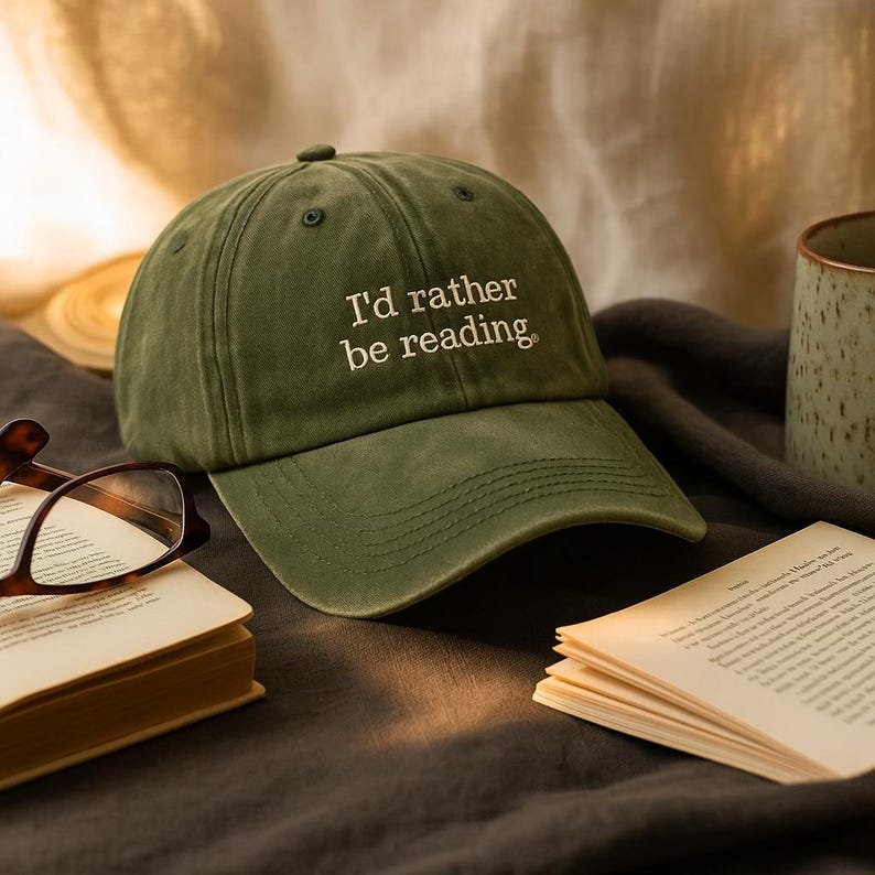 Embroidered Id Rather Be Reading Hat Reading Era Hat Reading Hats Reading Club Hats Librarian Gift Teacher Appreciation Gift 1759129898099.jpg