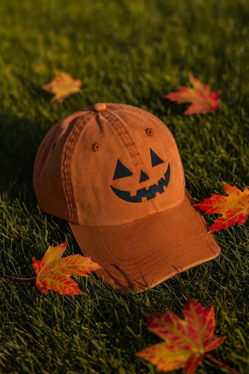 Jack O  Lantern Pumpkin Embroidered Hat  Vintage Halloween Baseball Cap  Funny Fall Gift For Her Or Him 1759132289738.jpg