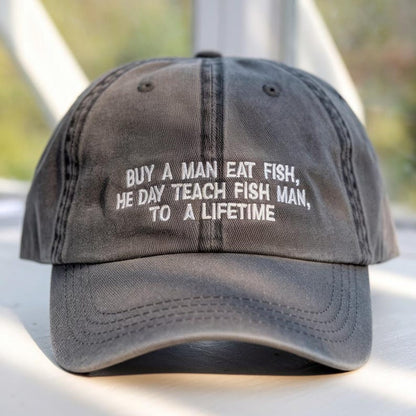 Buy A Man Eat Fish He Day Embroidered Baseball Hat Funny Dad Embroidered Hat Vintage Dad Hat Fishing Lover Gift For Dad 1759197994193.jpg