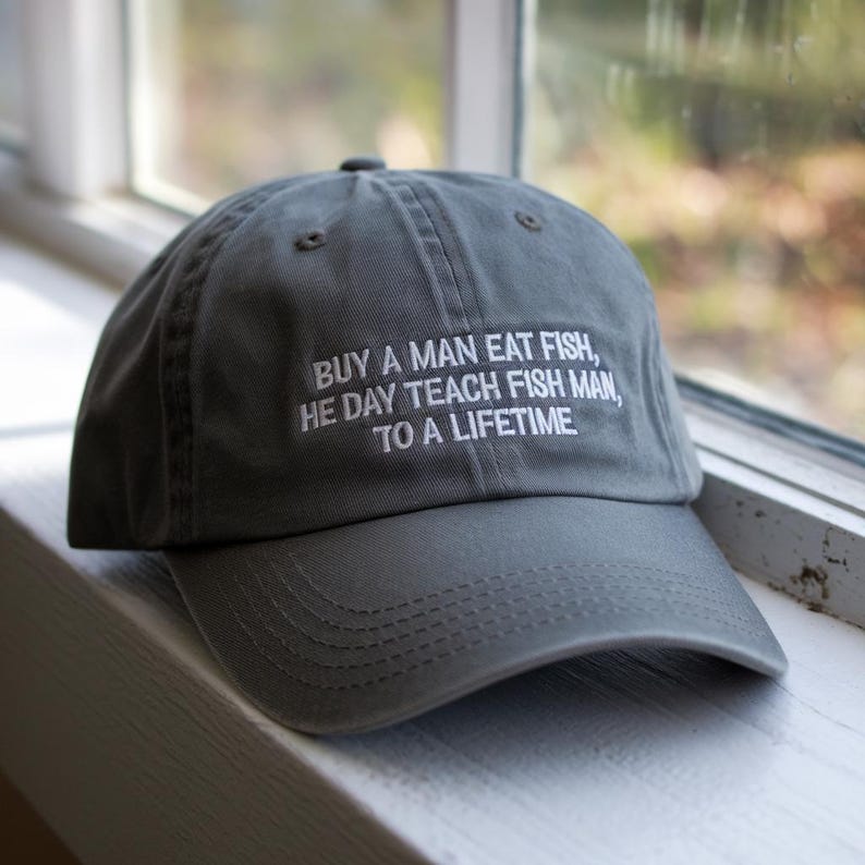 Buy A Man Eat Fish He Day Embroidered Baseball Hat Funny Dad Embroidered Hat Vintage Dad Hat Fishing Lover Gift For Dad 1759197994203.jpg