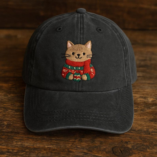 Christmas Cat Hat Embroidered Holiday Cap With Cozy Sweater And Scarf 1759201567588.png