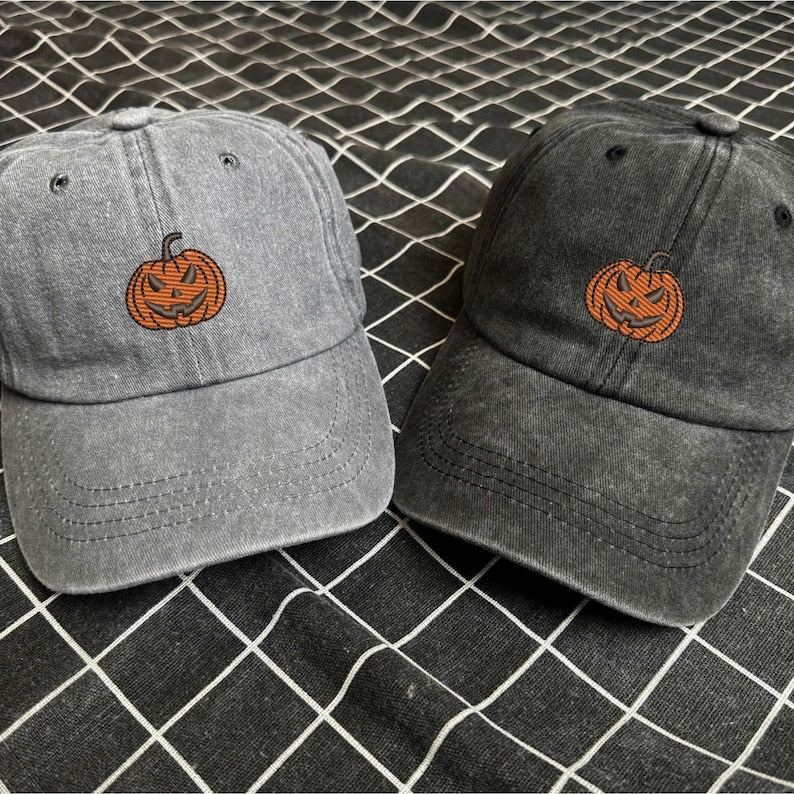 Ghost Pumpkin Embroidered Cap Embroidered Halloween Hat Vintage Baseball Hat Spooky Season Outdoors Gifts Halloween Gift 1759201814588.jpg