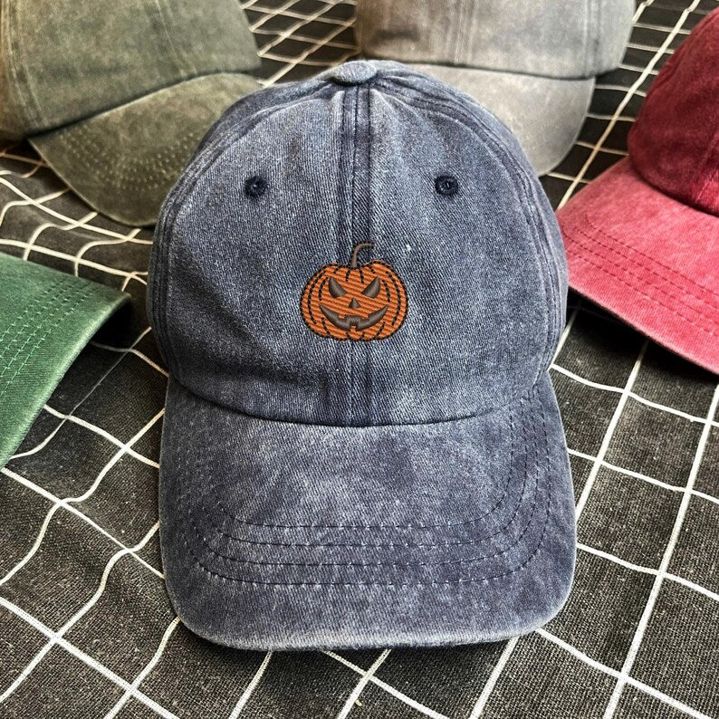 Ghost Pumpkin Embroidered Cap Embroidered Halloween Hat Vintage Baseball Hat Spooky Season Outdoors Gifts Halloween Gift 1759201814606.jpg