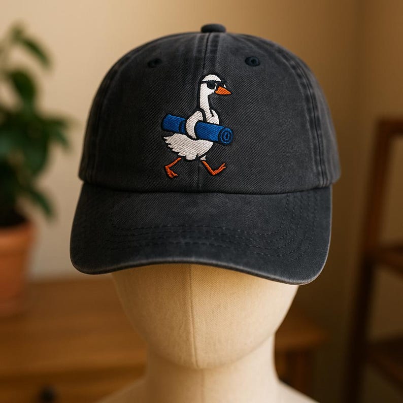 Embroidered Goose Dad Hat   Funny Yoga Animal Lover Cap Cute Embroidered Goose Baseball Hat With Yoga Mat Unique Gift For Fitness Enthusiasts 1759216472298.jpg