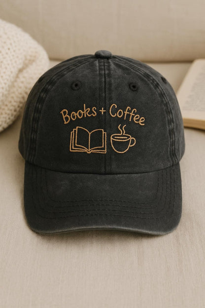 Books And Coffee Hat Embroidered Cap With Book And Mug Design Reader Gift Gift For Book Lover 1759217127524.jpg