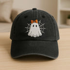 Halloween Ghost Hat Embroidered Cap With Orange Bow Flowers And Spider Web Accents 1759219452295.jpg