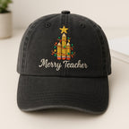 Merry Teacher Hat Embroidered Christmas Cap With Pencil Tree And Holiday Lights 1759225444061.jpg