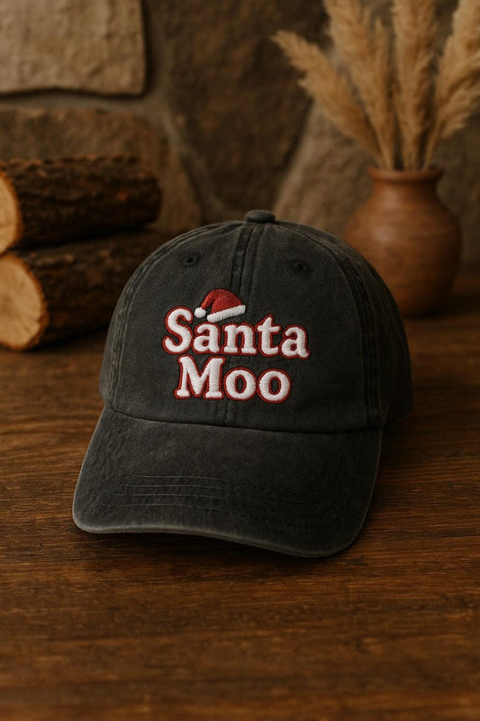 Santa Moo Embroidered Hat Christmas Cow Baseball Cap Funny Holiday Dad Hat 1759284635398.jpg