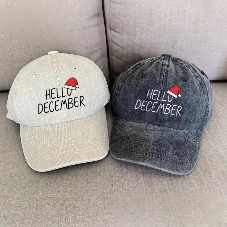 Embroidered Hello December Hat Vintage Christmas Dad Hat Santa Hat Embroidered Hat December Santa Baseball Cap Family Holiday Hat 1759285737857.png