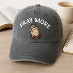 Pray More Embroidered Dad Hat Christian Baseball Cap Faith Washed Cap Religious Gift Prayer Hands Hat Bible Verse Hat 1759287584758.jpg