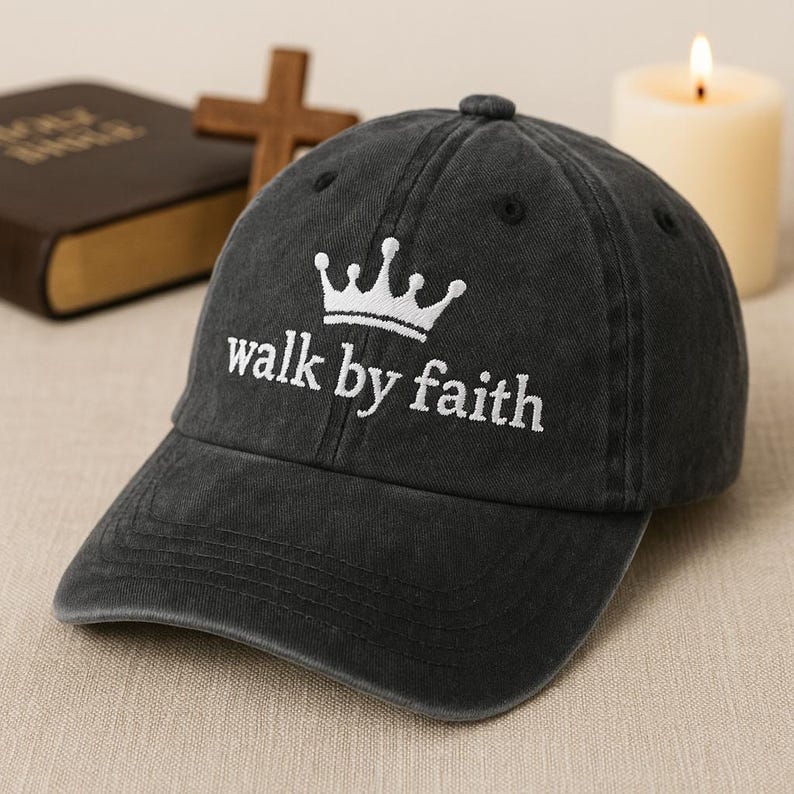 Walk By Faith Embroidered Dad Hat Christian Baseball Cap Bible Verse Hat Vintage Washed Faith Cap Religious Embroidered Gift For Her 1759288285007.jpg