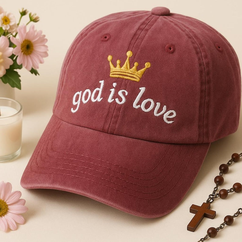 God Is Love Embroidered Dad Hat Christian Baseball Cap Bible Verse Hat Vintage Washed Faith Cap Religious Embroidered Gift For Her 1759291776164.jpg