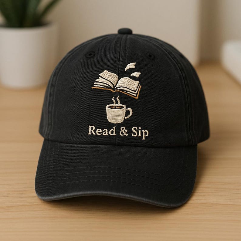 Read  Sip Embroidered Dad Hat Vintage Coffee And Book Lover Cap Aesthetic Reading Gift Relaxing Bookworm Baseball Hat For Readers 1759293643794.jpg