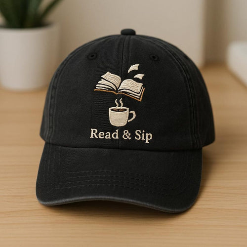 Read  Sip Embroidered Dad Hat Vintage Coffee And Book Lover Cap Aesthetic Reading Gift Relaxing Bookworm Baseball Hat For Readers 1759293643794.jpg