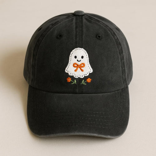 Cute Ghost Embroidered Dad Hat Vintage Halloween Baseball Cap Aesthetic Spooky Season Gift Fun Ghost Lover Adjustable Cap For Fall Style 1759302465574.jpg