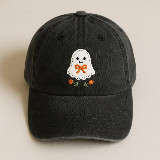 Cute Ghost Embroidered Dad Hat Vintage Halloween Baseball Cap Aesthetic Spooky Season Gift Fun Ghost Lover Adjustable Cap For Fall Style 1759302465574.jpg