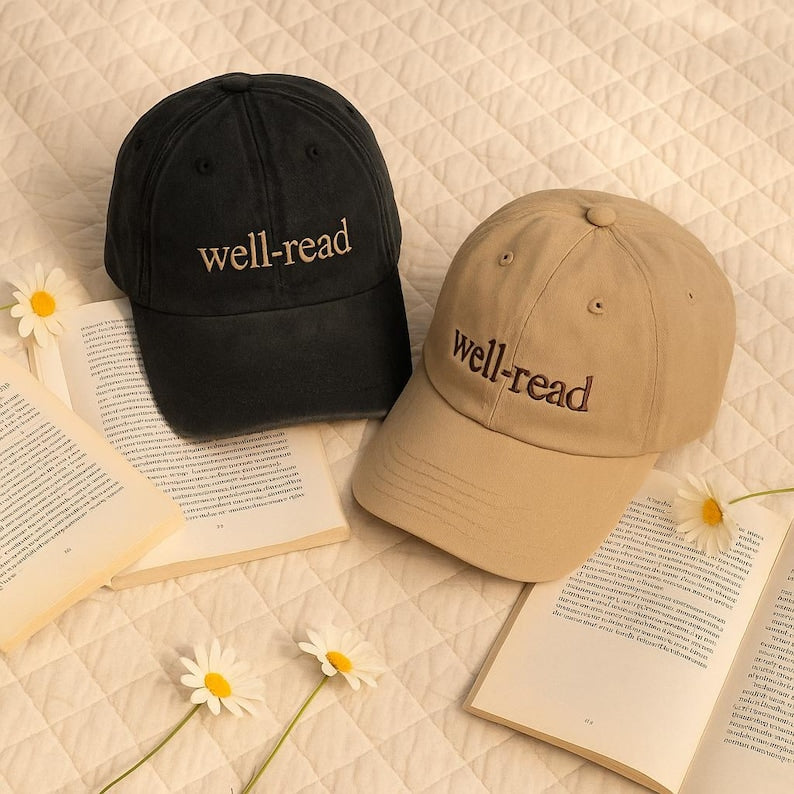 Embroidered Well Read Washed Cap Book Lover Aesthetic Hat Gift For Book Lover 1759308319872.jpg