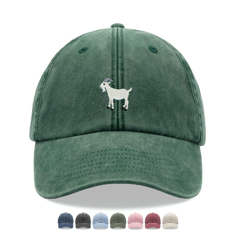 Goat White Baseball Cap Vintage Washed Unisex Dad Hat Adjustable Faded Sports Sun Summer Holiday Farm Famer Funny Greatest Of All Time 1759377672263.png