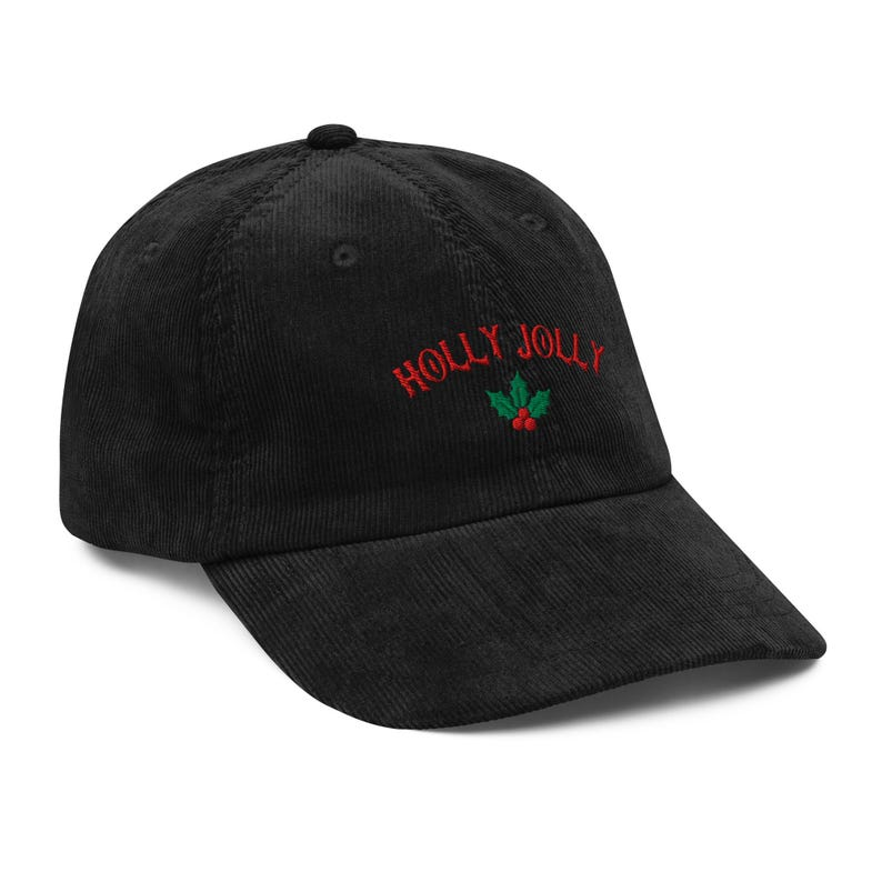 Holly Jolly Embroidered Vintage Corduroy Cap 1759378144027.png