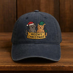 Meowy Christmas Cat Embroidered Hat Holiday Baseball Cap With Two Festive Cats And Text Funny Cat Lover Gift Embroidered Dad Hat 1759378243314.jpg