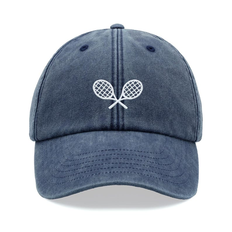 Tennis Racquets Crossed Baseball Cap Vintage Washed Cotton Unisex Dad Hat Adjustable Faded Sports Sun Summer Holiday Festival Grandad Ball 1759379744903.png