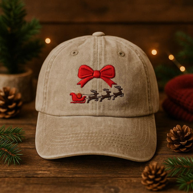 Embroidered Santas Sleigh Hat Reindeer Team Baseball Cap Festive Red Bow Winter Unisex Dad Hat Cute Christmas Seasonal Gift For Herhim 1759388735057.jpg