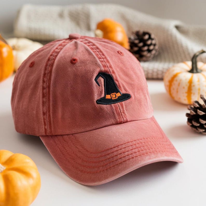 Halloween Witch Hats Washed Hat Embroidered Witch Crewneck Washed Cap Silly Halloween Cap Embroidered Witch Hats Cap 1759458843300.jpg