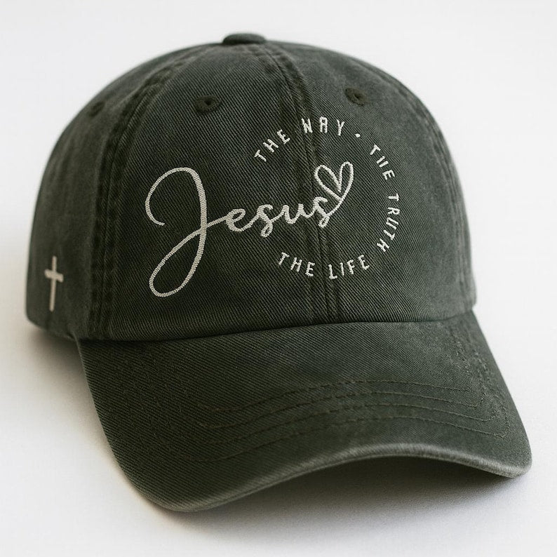 Christian Baseball Cap Jesus The Way The Truth The Life Embroidered Hat With Cross Faith Gift Adjustable Dad Hat For Men And Women 1759475757344.jpg