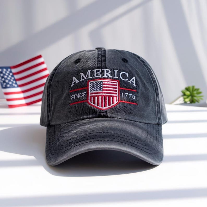 Embroidered America 1776 Washed Hat Patriotic Dad Cap For 4th Of July And Independence Day Washed Baseball Hat America Cap For 4th Of July 1759549561305.jpg