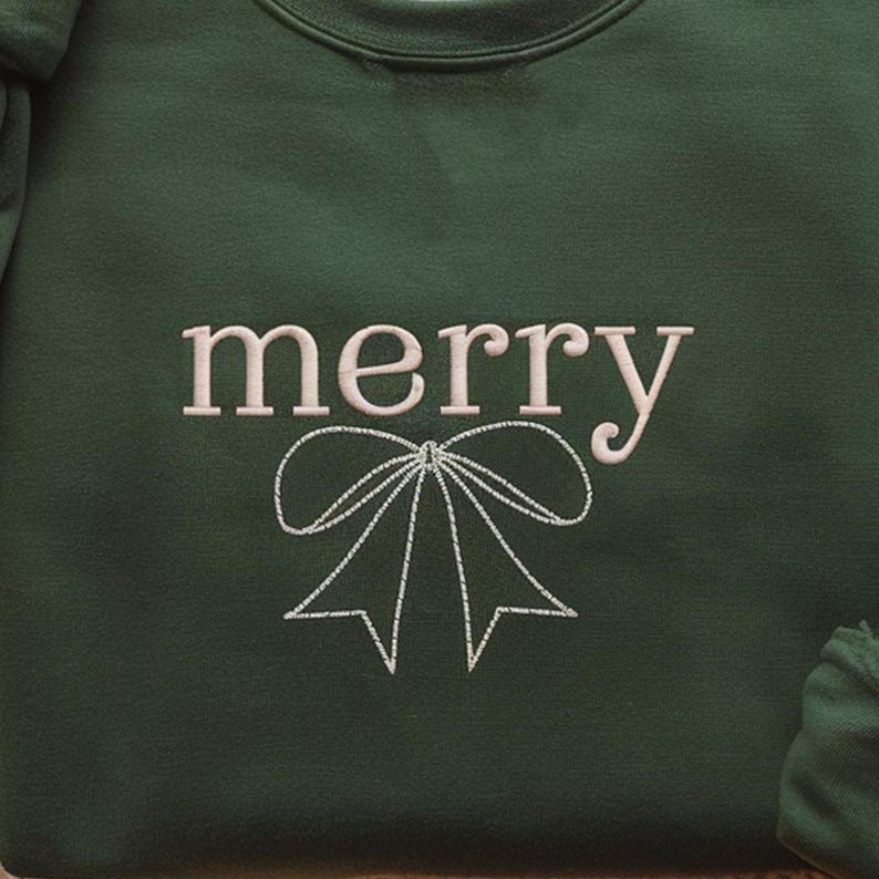 Embroidered Minimal Merry Christmas Sweatshirt Merry Christmas Family Hoodie Christmas Bow Sweatshirt Holiday Sweater Merry Christmas Hoodie 1759718833605.jpg