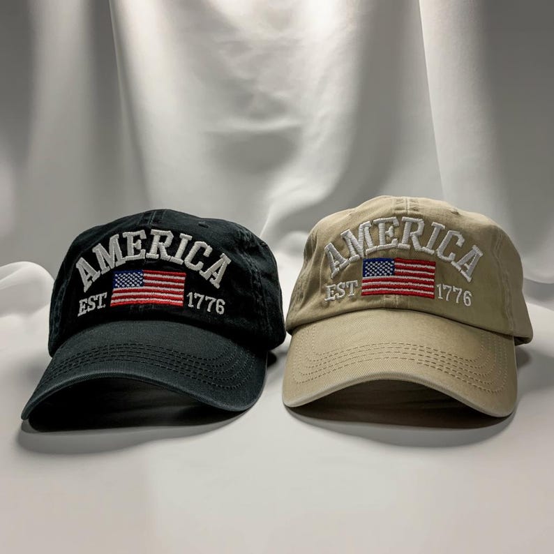 America Est 1776 Embroidered Hat Patriotic Usa Flag Cap In Wash Cap Baseball American Pride Gift For Him Or Her 1759719001204.jpg